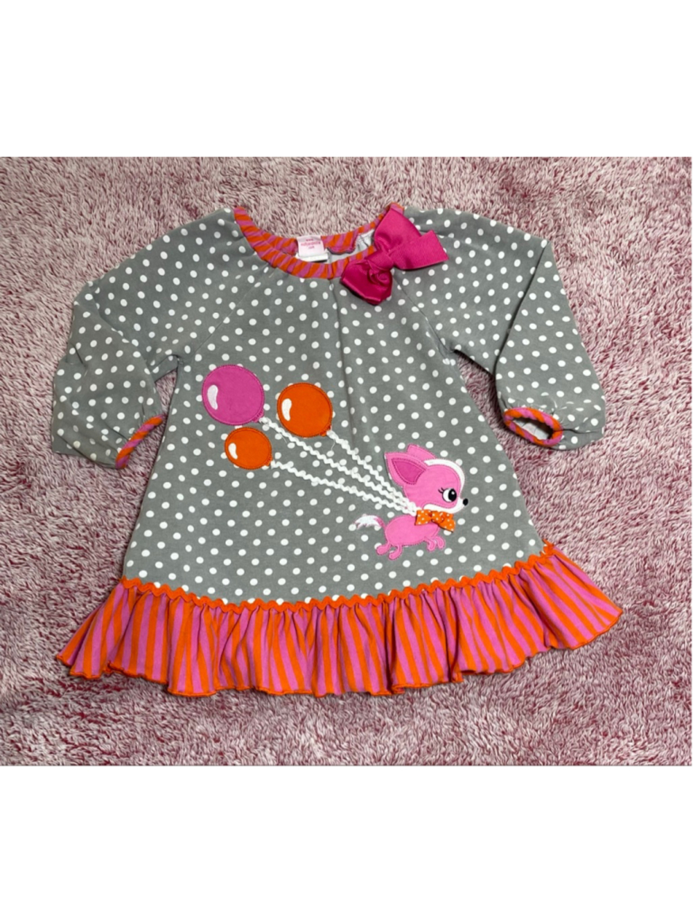 Girls Molly & Millie Casual Dress 2T Polka Dot ruffle dog boutique